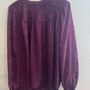 LOFT Deep Purple Patterned Blouse